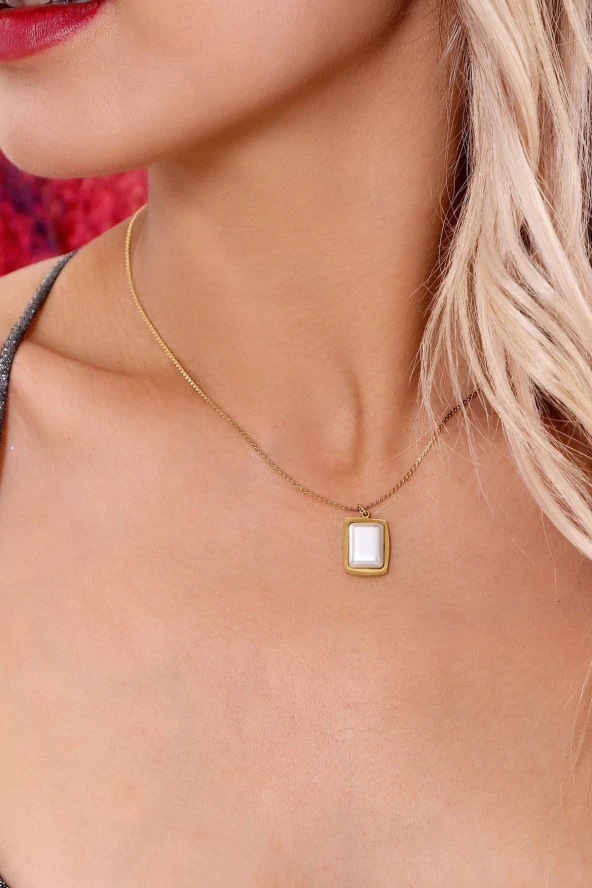 Bayan İncili  Çelik Kolye - Resim 2