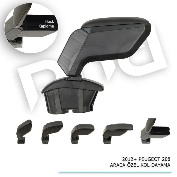 Peugeot 208 Araca Özel Kol Dayama Kolçak Siyah 2012+ sonrası modellere uyumlu - 4