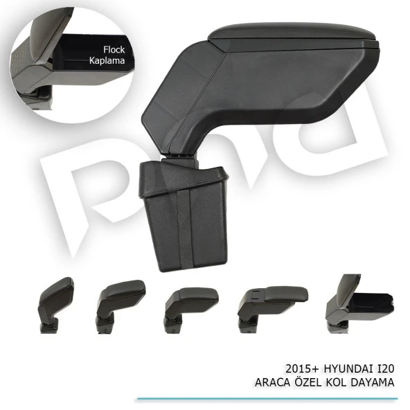 Hyundai i20 Araca Özel Kol Dayama Kolçak Siyah 2015+ sonrası modellere uyumlu - Resim 4