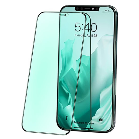 İPhone 12 Pro Max Anti -Blue Green Light Göz Korumalı Tempered Full Ekran Koruyucu