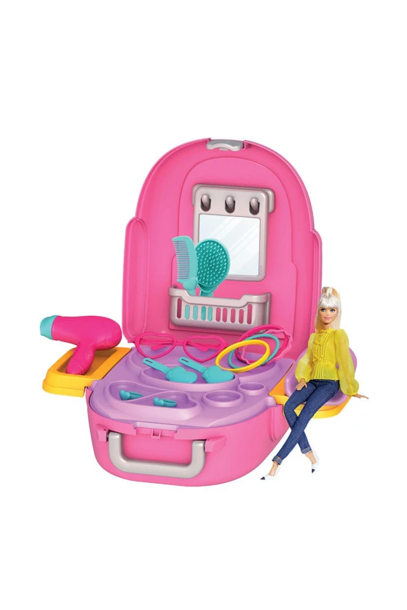 Barbie Güzellik Set Sırt Çantası - Güzellik Setleri - Kuaför Oyuncak Seti - Makyaj Seti - Kuaför Set