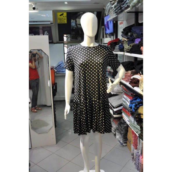 Kadın Büyük Beden Siyah Puantiyeli - 5