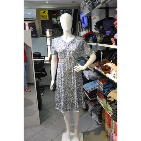 MAVİ ÇİCEKLİ ELBİSE - 3