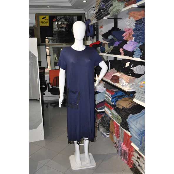 LACİVERT BAYAN ELBİSE - 2