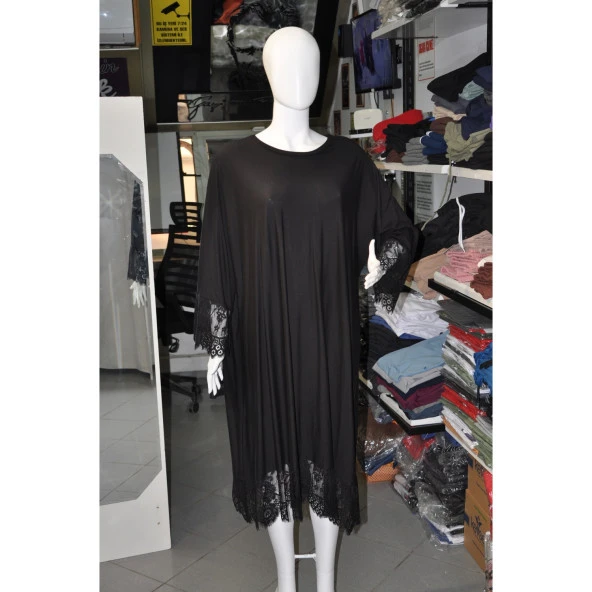 SİYAH BÜYÜK BEDEN ELBİSE - 3