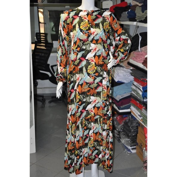 DESENLİ TÜRBANLI  ELBİSE - 4