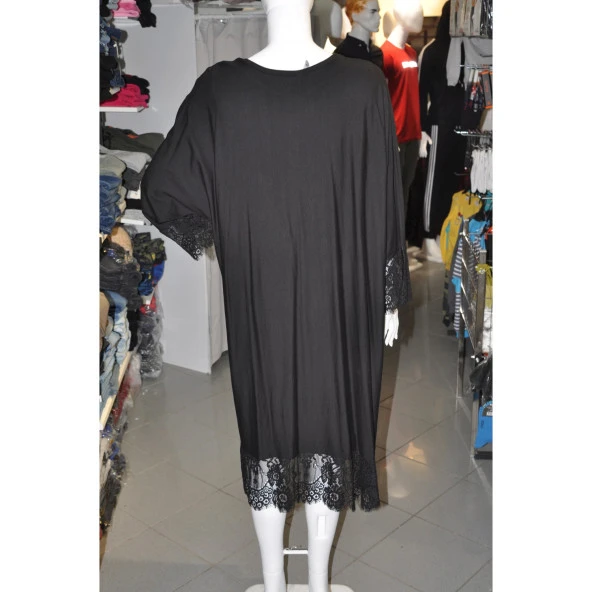 SİYAH BÜYÜK BEDEN ELBİSE - 4