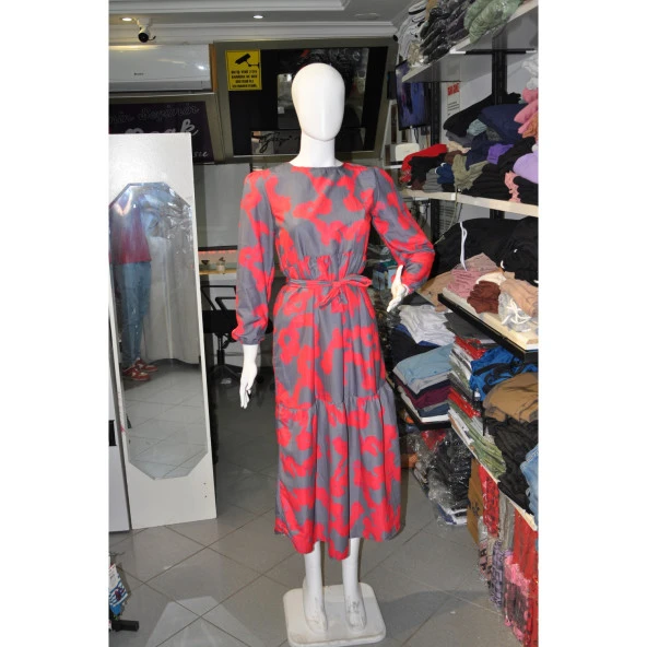 DESENLİ UZUN ELBİSE - 2