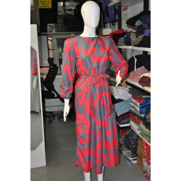 DESENLİ UZUN ELBİSE - 4