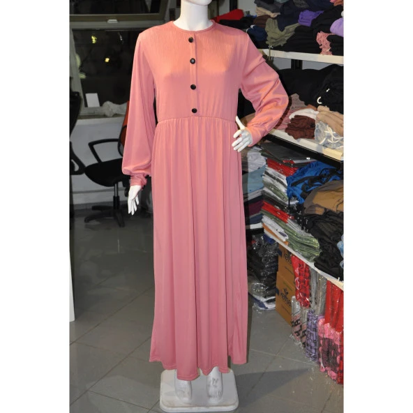 ŞEKER PEMBE UZUN ELBİSE - 2