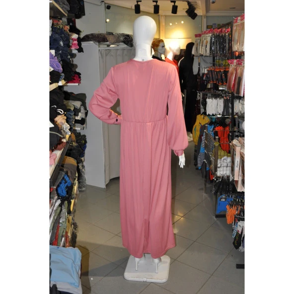 ŞEKER PEMBE UZUN ELBİSE - 3