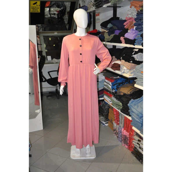 ŞEKER PEMBE UZUN ELBİSE - 4