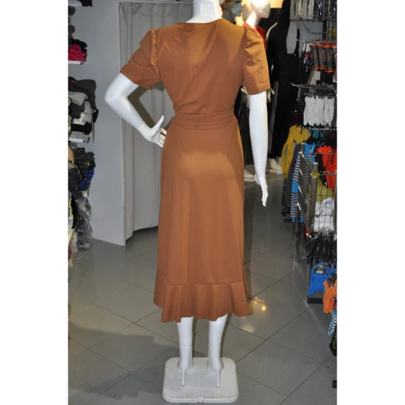 KAHVE RENGİ ELBİSE - 4