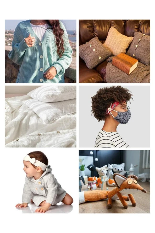 Düğme Naturel Ahşap 60 Adet 1 Paket Okul Kreş Sanat Etkinlik Anasınıfı 1,2cm 50 Adet 2,5cm 10 Adet - 2