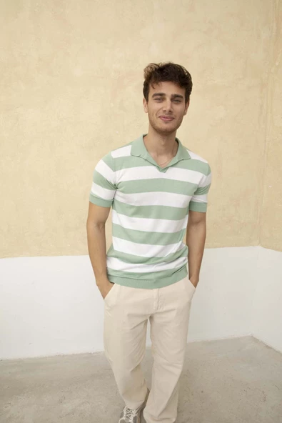 Renk Bloklu Polo Yaka Triko T-Shirt TRZ19120 - 7