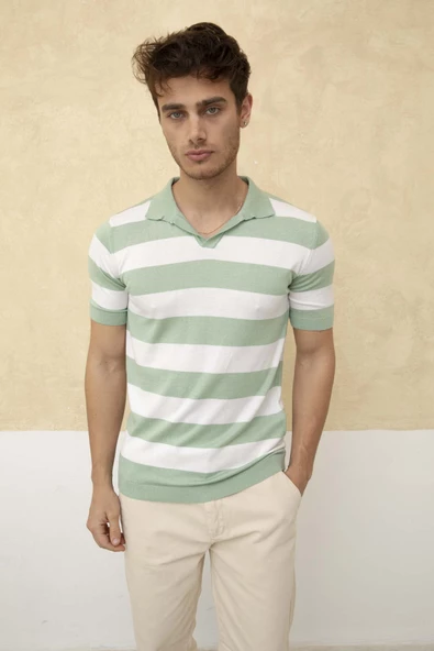 Renk Bloklu Polo Yaka Triko T-Shirt TRZ19120 - 11