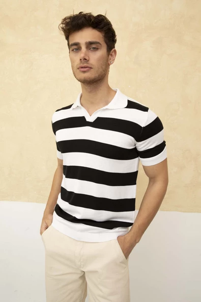 Renk Bloklu Polo Yaka Triko T-Shirt TRZ19120 - 4