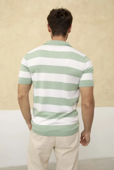 Renk Bloklu Polo Yaka Triko T-Shirt TRZ19120 - 9