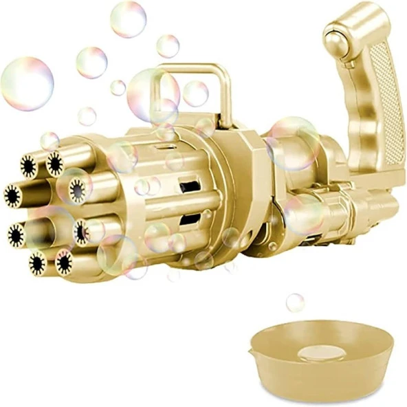 GOLD ÇOKLU KÖPÜK ATAN KÖPÜK TABANCASI BUBBLES GUN BALONCUK TABANCASI PİLLİ KÖPÜK MAKİNASI GOLD GUN - 3