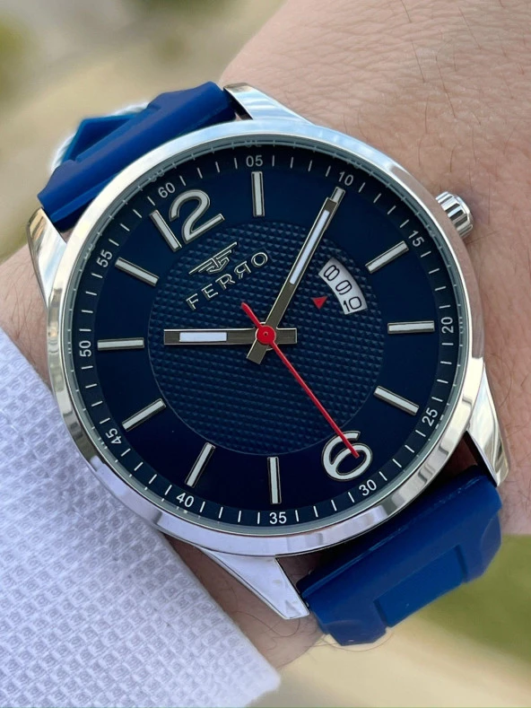 Ferro Lacivert Renk Slikon Kordon 30 Mt Su Geçirmez Erkek Kol Saat EF11316-L ürün görseli