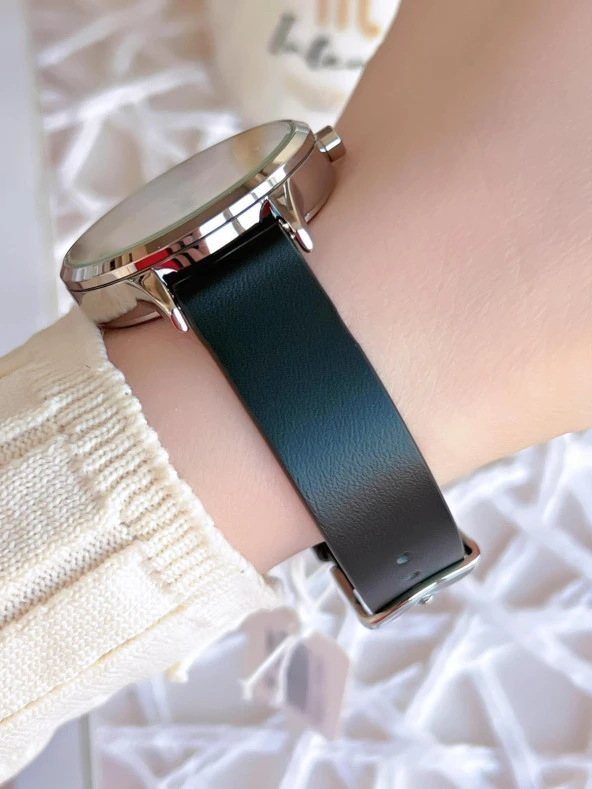 Ferro Deri Kordonlu Kararma Renk Atmaz 30 Metre Suya Dayanıklı Özel Tasarım Kadın Kol Saati BF1927WT - Resim 2