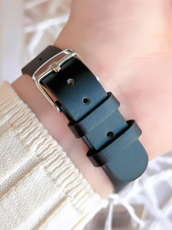 Ferro Deri Kordonlu Kararma Renk Atmaz 30 Metre Suya Dayanıklı Özel Tasarım Kadın Kol Saati BF1927WT - Resim 4