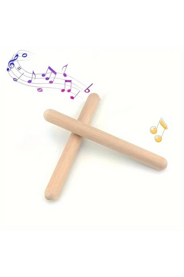 35 Çift Ahşap Ritim Çubuğu Anaokulu Çocuk Etkinlik Perküsyon Müzik Aleti Eğitimi Sopası 20cm 70 Adet - 3