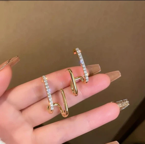 Modern Tasarım Çelik Küpe | Kararmaz - Antialerjik - Resim 6