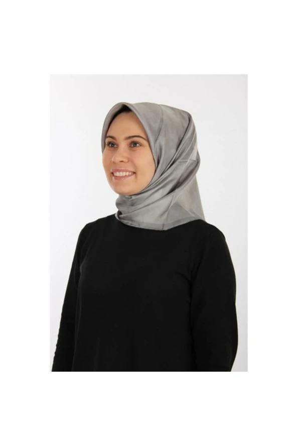 Gri Ipek Krep Saten Eşarp 7208701-372