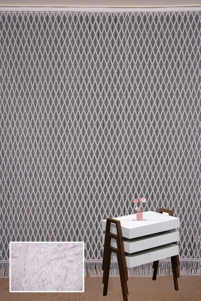 BAKLAVA MODEL BEYAZ RENK BAKLAVA MODEL BEYAZ RENK HAZIR İP PERDE 300*245 - Resim 2