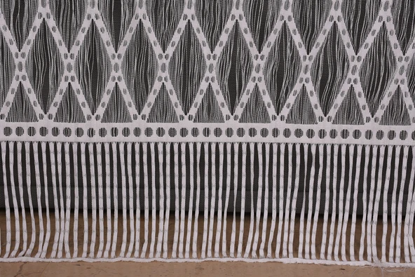 BAKLAVA MODEL BEYAZ RENK BAKLAVA MODEL BEYAZ RENK HAZIR İP PERDE 300*245 - Resim 5