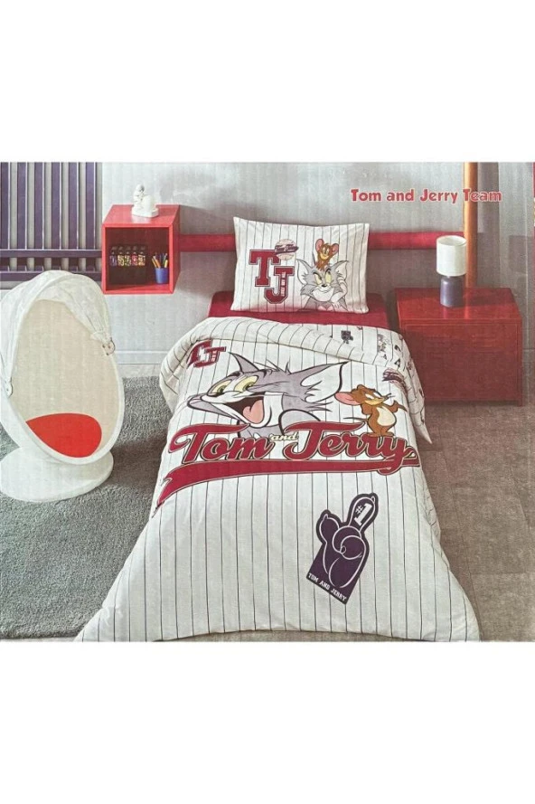 Özdilek Tek Kişilik Ranforce Nevresim Takımı Tom&Jerry Team Kırmızı (Özel)