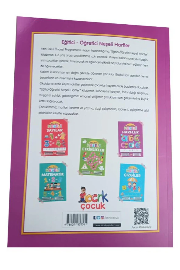 Neşeli Harfler Eğitici ve Öğretici 1 Adet Okul Öncesi Harfleri Öğrenme ve Alıştırma Kitabı - 5