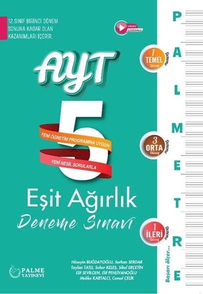 Palme Palmetre Ayt Eşit Ağırlık 5 Deneme Sınavı (12. Sınıf Birinci Dönem Konularını İçerir.)