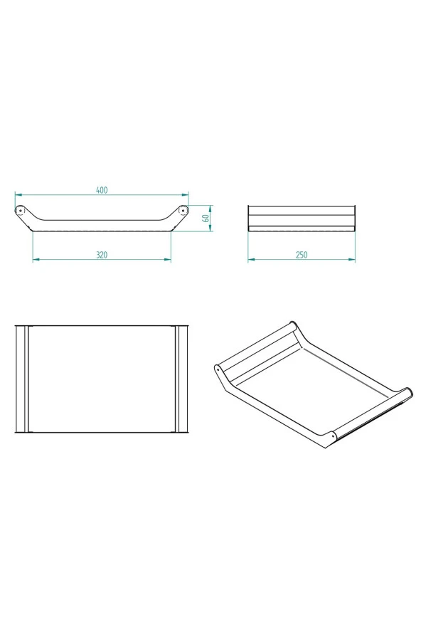 AHŞAP SAPLI 40X25 DEKORATİF METAL TEPSİ SİYAH, SUNUM, DEKORATİF TEPSİ - 8