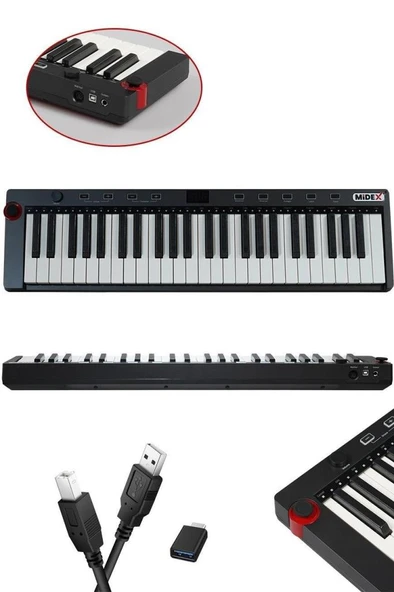 Midex Midi Paket-4 Stüdyo Ekipmanları Seti Ses Kartı Midi Klavye Mikrofon Kulaklık - Resim 2