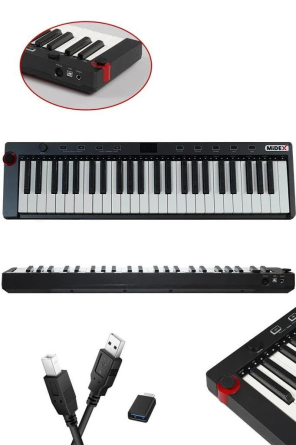 Midex Midi Paket-4 Stüdyo Ekipmanları Seti Ses Kartı Midi Klavye Mikrofon Kulaklık - 2
