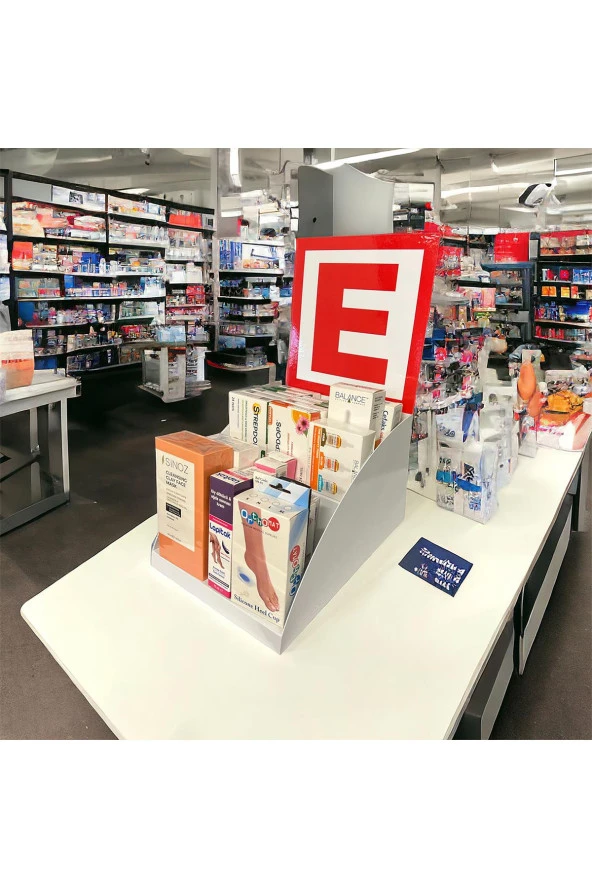 Tezgahönü Eczane Logolu Masaüstü Stand - 25cm, 2 Katlı, Beyaz Renk - 5