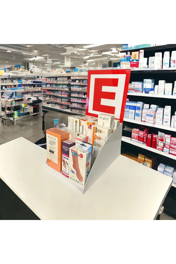 Tezgahönü Eczane Logolu Masaüstü Stand - 25cm, 2 Katlı, Beyaz Renk - 6