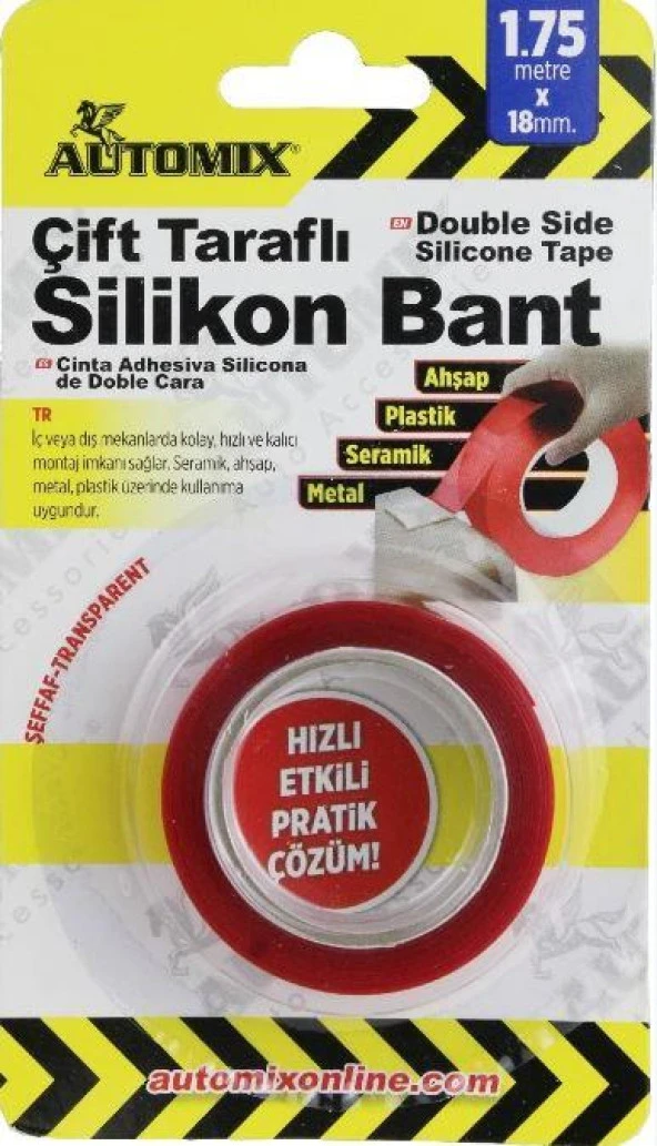 Automix Çift Taraflı Silikon Bant 18mmx1.75mt