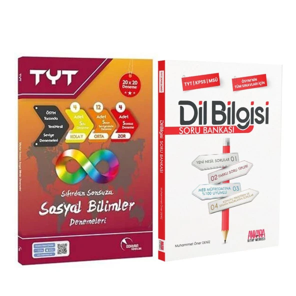 Doktrin TYT Sosyal Bilimler Deneme ve AKM Dil Bilgisi Soru Bankası Seti 2 Kitap