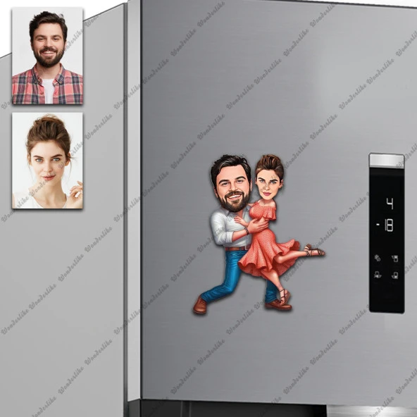 2 Kişi Eş Tasarımlı Buzdolabı Magneti/Resim Gönder Magnet Olsun