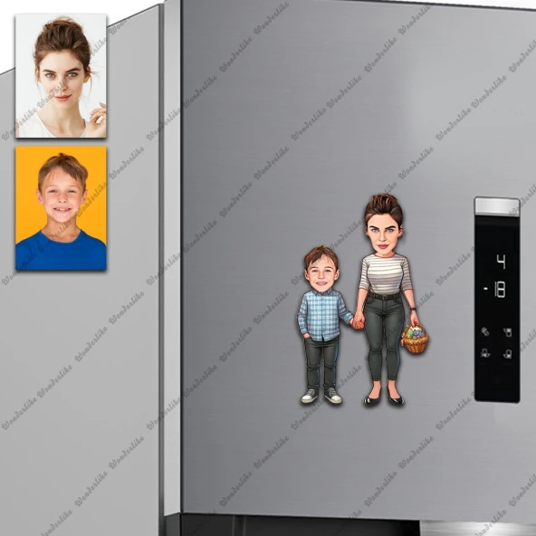 Anne Ve Çoçuk Tasarımlı Buzdolabı Magneti/Resim Gönder Magnet Olsun