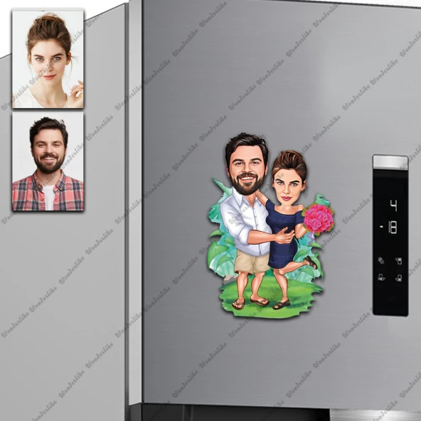 Evli Çift Tasarımlı Buzdolabı Magneti/Resim Gönder Magnet Olsun