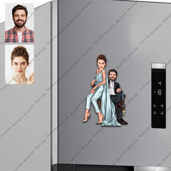 Bay Bayan Tasarımlı Buzdolabı Magneti/Resim Gönder Magnet Olsun