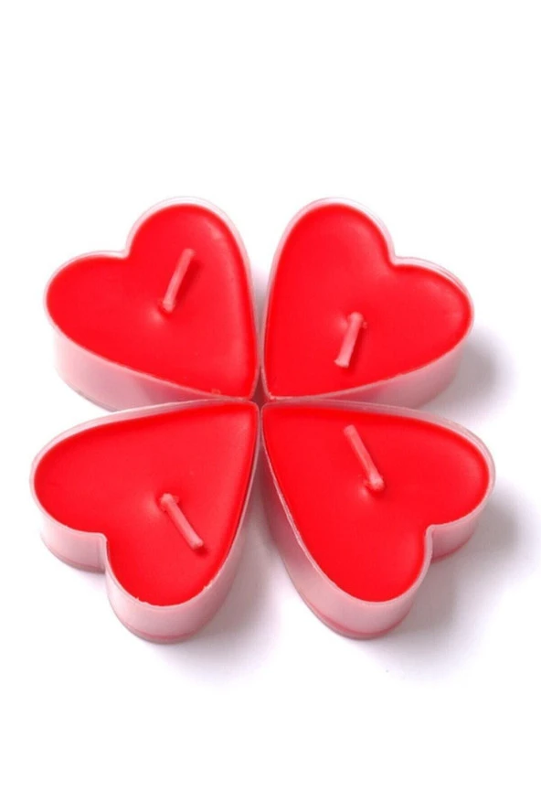 Wucai Mum Tealight Kırmızı Kalp 50'li - Resim 2