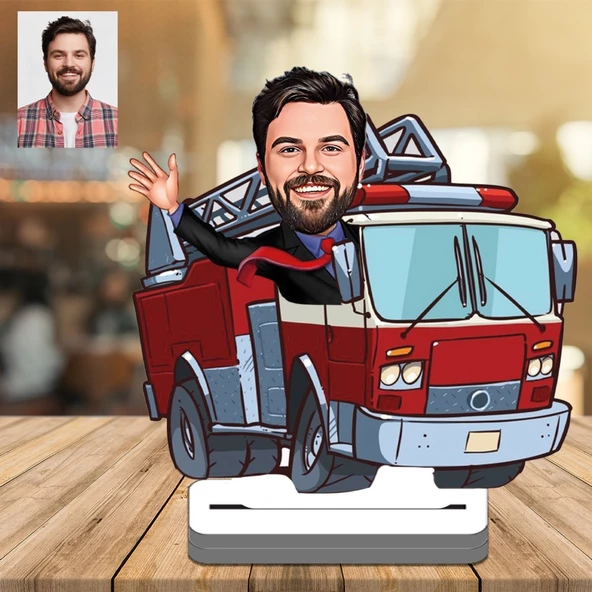 İtfaiye Şöförü 3D Ahşap Biblo,Sevgiliye Hediye,Doğum Günü Hediyesi - Resim 1