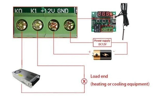 Kutulu W1209 12V DC Dijital Termostat Sıcaklık Kontrol Devresi Sensörlü - 5