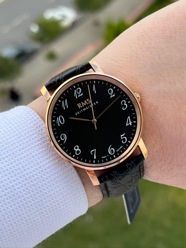 RMS Romanson Zeıtmeıster Deri Kordon Rakamlı Özel Seri 5Atm Suya Dayanıklı Erkek Kol Saati AG1469.05 - Resim 3