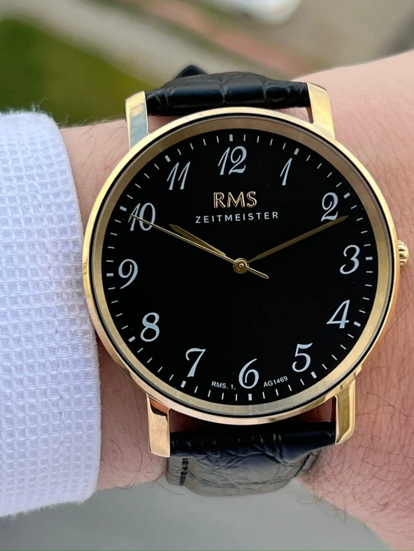 RMS Romanson Zeıtmeıster Deri Kordon Rakamlı Özel Seri 5Atm Suya Dayanıklı Erkek Kol Saati AG1469.04 - Resim 2